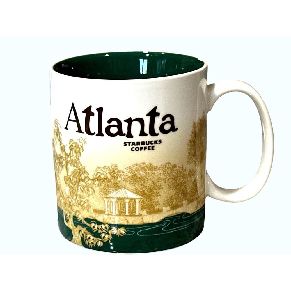 Starbucks Atlanta Collector Series City Mug 16 Oz 2009 Green Interior Skyline Ga